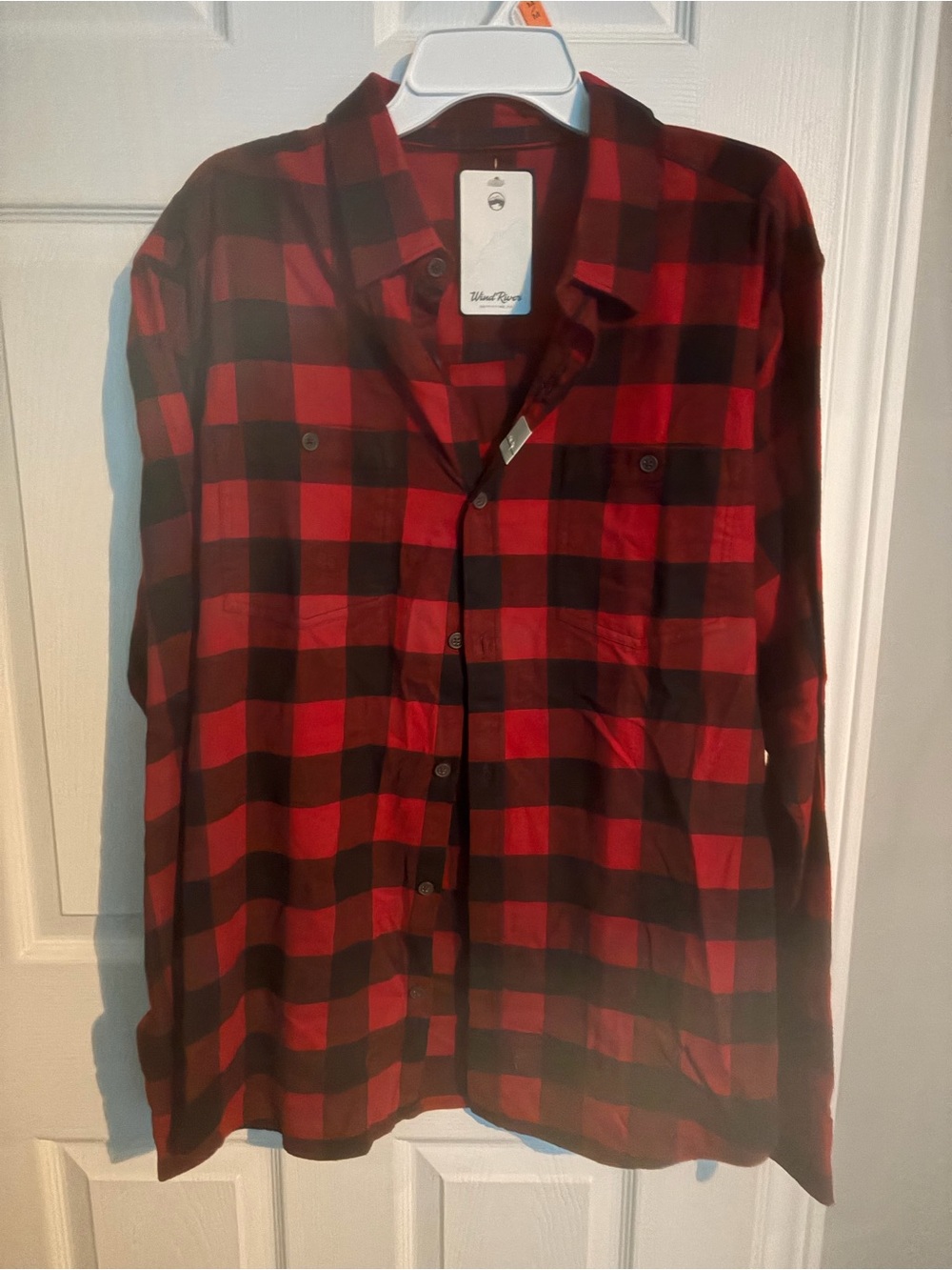 Mens Red & Black Buffalo Plaid Button-Down Shirt by Wind River